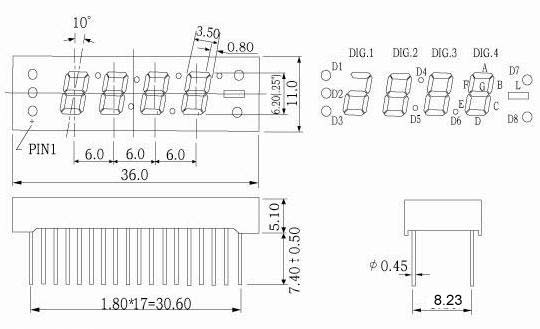 0,25 Zoll 7-Segment-Takt-LED-Anzeige mit statischer Schaltung