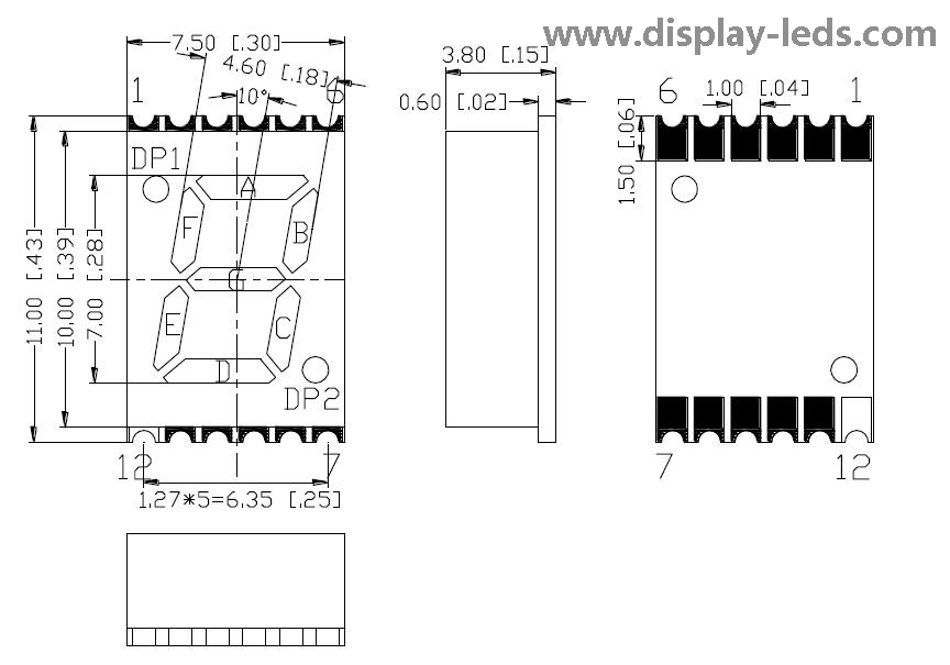 0,28 Zoll einstelliges 7-Segment-SMD-Display