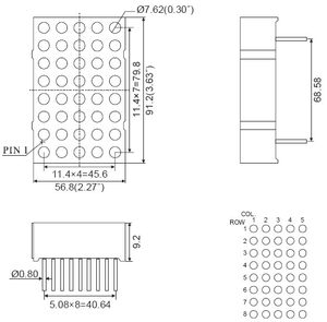 3,4 Zoll 5x8 Dual Color Dot Matrix LED-Anzeige